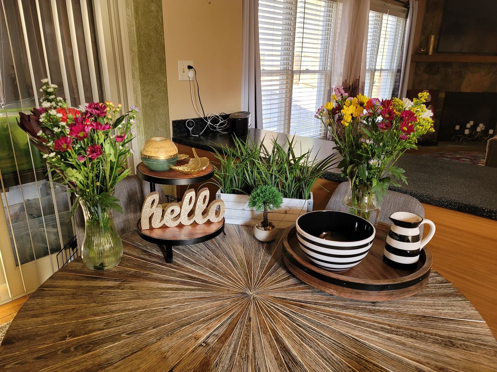 A styled shelf vignette